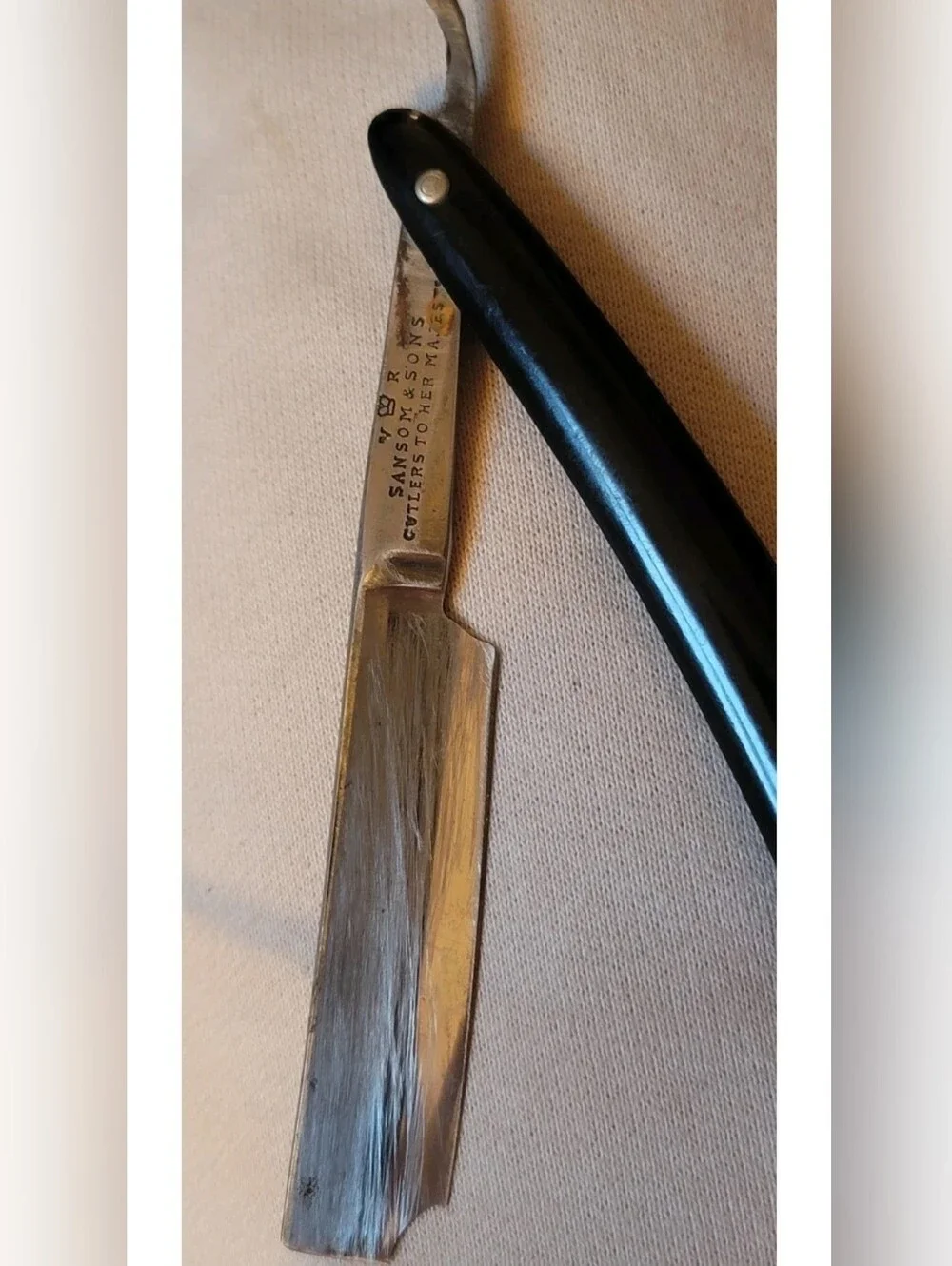 RARE! Antique Silver Sansom & Sons V👑R Cutlers To Her Majesty Straight Razor
